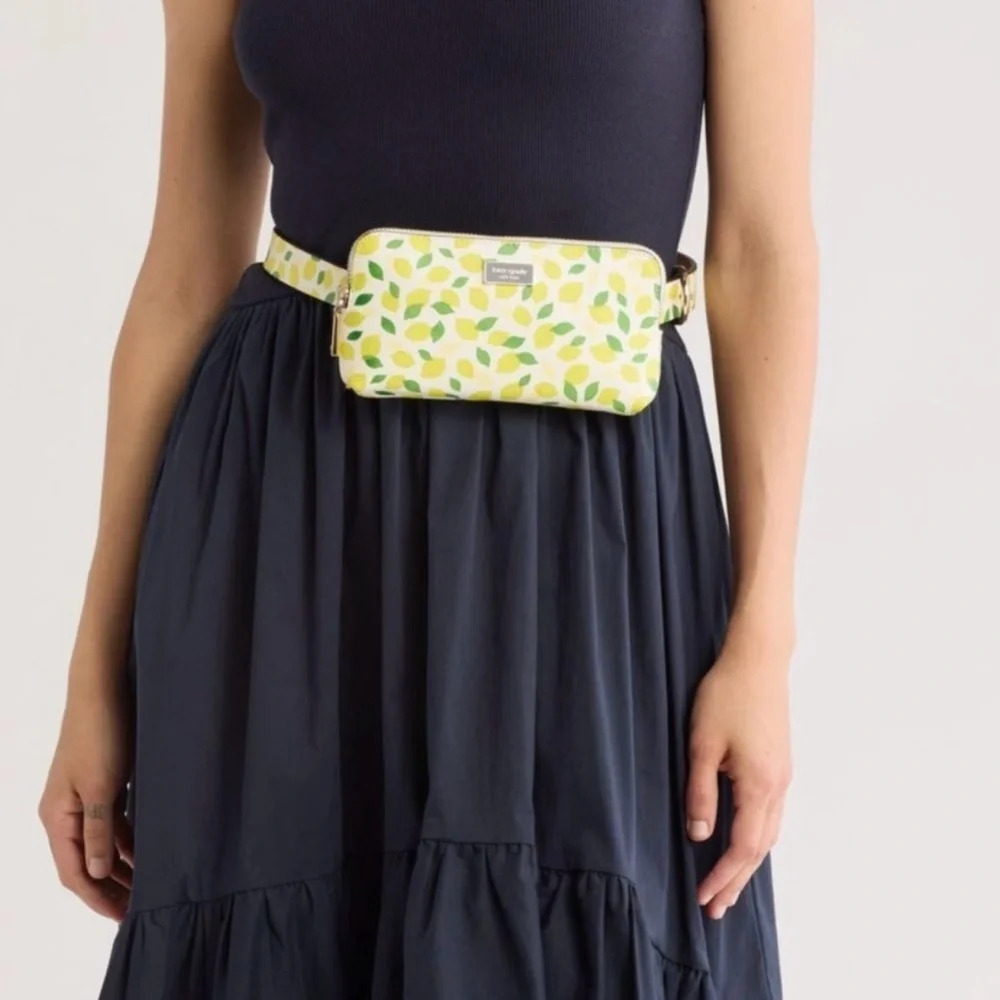 kate spade Yellow & Green Leaf Print Belt Bag